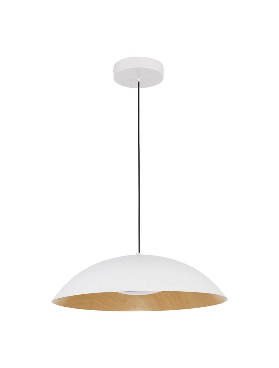 Loftowa lampa wisząca LE42805 kopuła biała drewniana