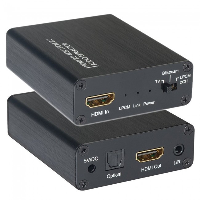 Techly 025749 Ekstraktor Audio 5.1CH Toslink/Analog 3.5mm 2CH z HDMI 4K |