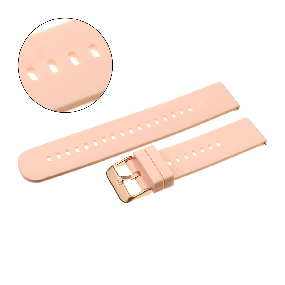 Pasek uniwersalny 20 mm silikonowy różowy, różowozłota zapinka + teleskopy, U27