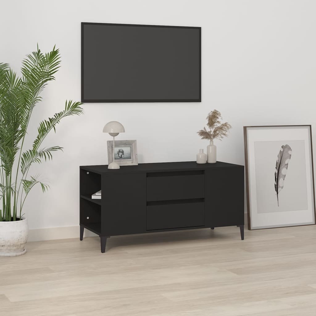 Lumarko Szafka pod TV, czarna, 102x44,5x50 cm, materiał drewnopochodny