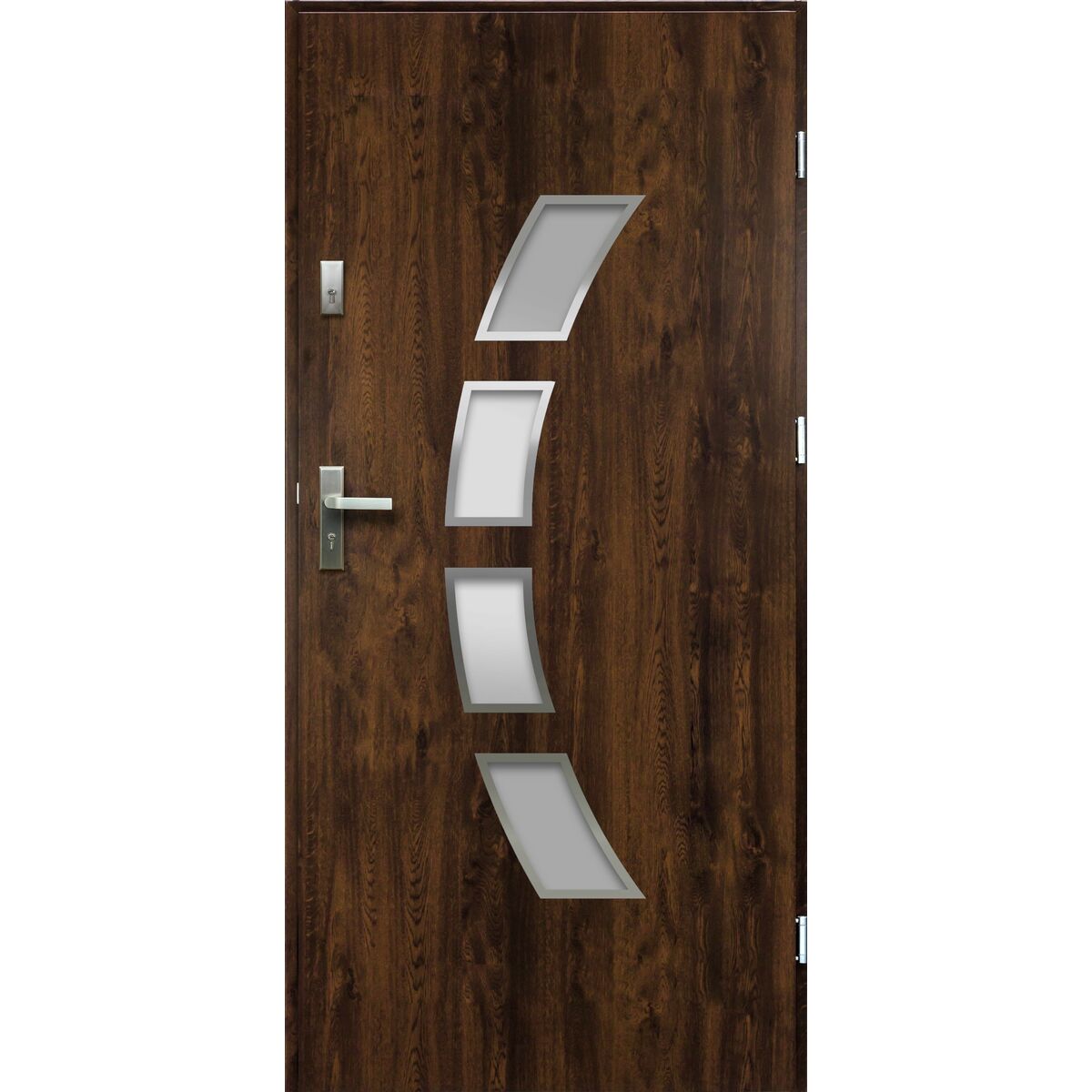 Drzwi zewnętrzne stalowe wejściowe Arco orzechowe 80 prawe OK Doors Trendline