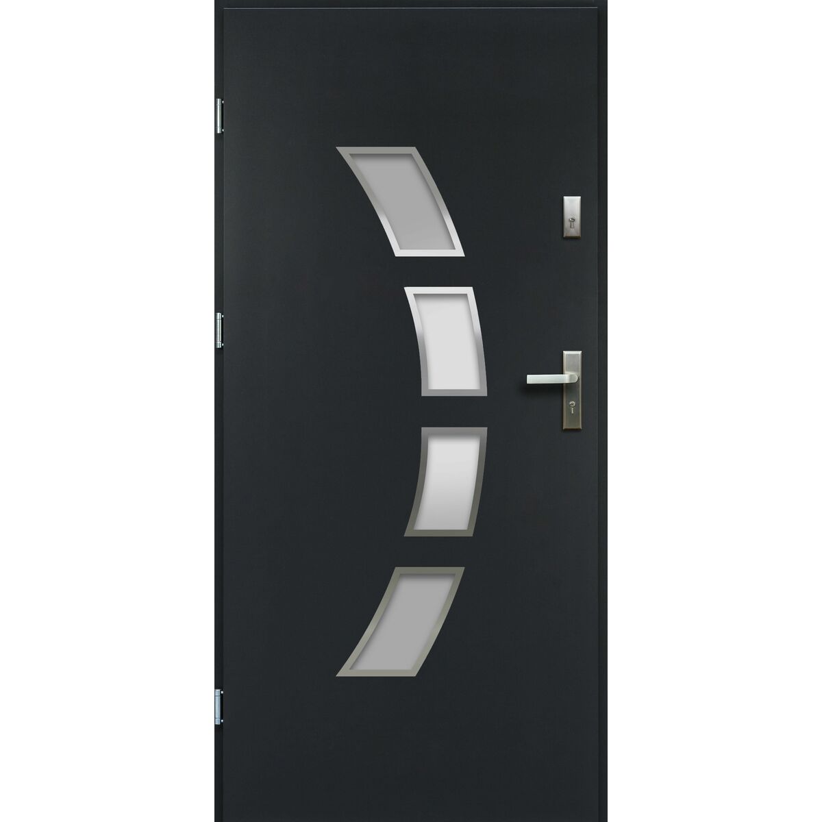 Drzwi zewnętrzne stalowe wejściowe Arco antracytowe 80 lewe OK Doors Trendline