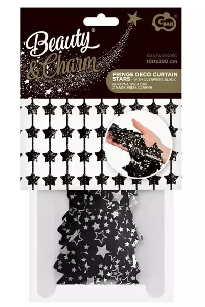 Kurtyna B&C gwiazdki czarne nadruk 100x200cm - Godan