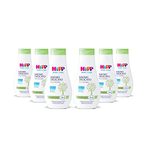 HiPP Baby Care delikatna kąpiel, żel pod prysznic dla dzieci, delikatnie oczyszcza i regeneruje, bez łez, dla skóry wrażliwej, neutralne pH, z naturalnym ekstraktem z organicznych migdałów, 6 szt. 350