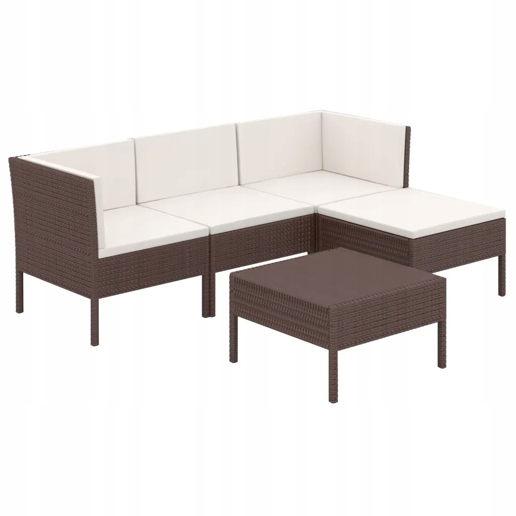 vidaXL 5-cz zestaw wypoczynkowy do ogrodu poduszki rattan PE brąz 3094375