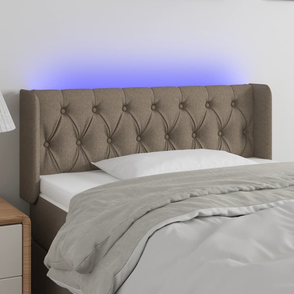 Lumarko Zagłówek do łóżka z LED, taupe, 93x16x78/88 cm, tkanina