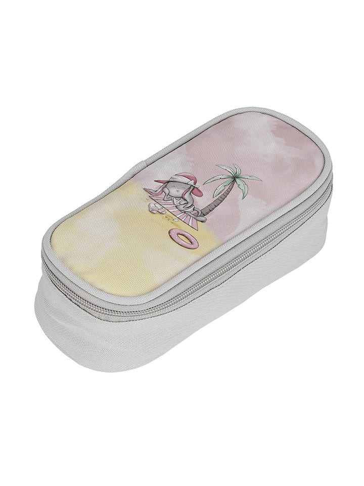 Effiki Piórnik w kolorze szaro-różowym ze wzorem - (S)21 x (W)10 x (G)6 cm