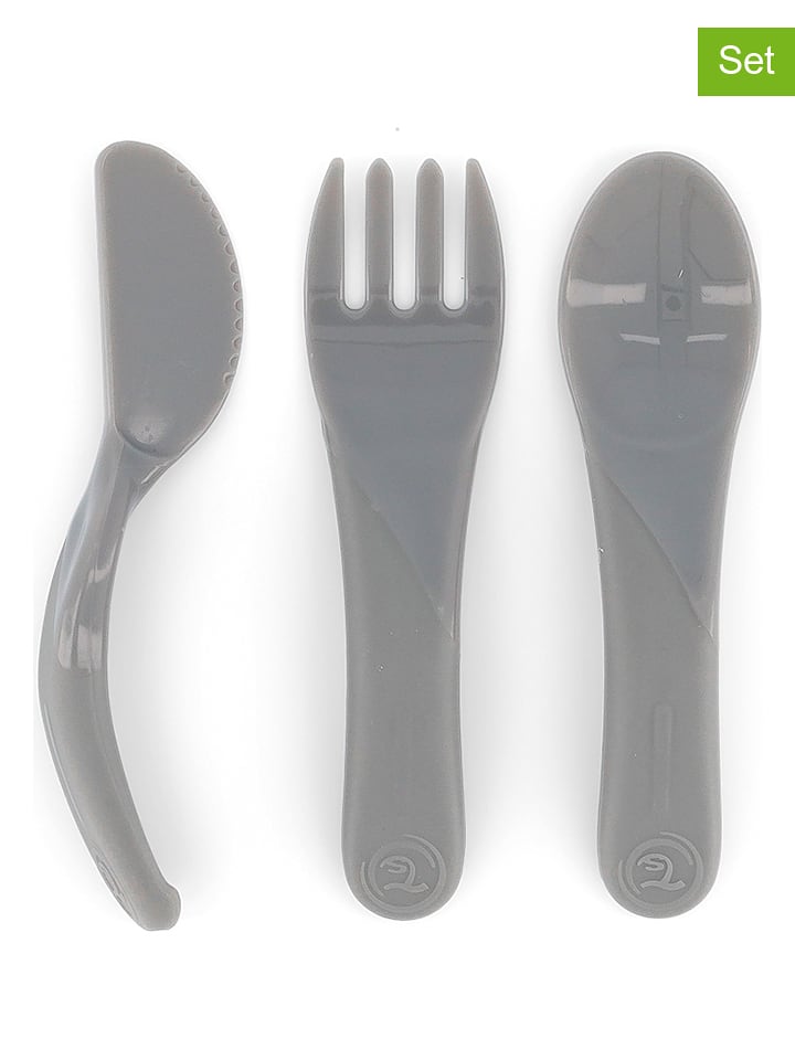 Twistshake 3-częściowy zestaw sztućców w kolorze szarym - dł. 20,7 cm