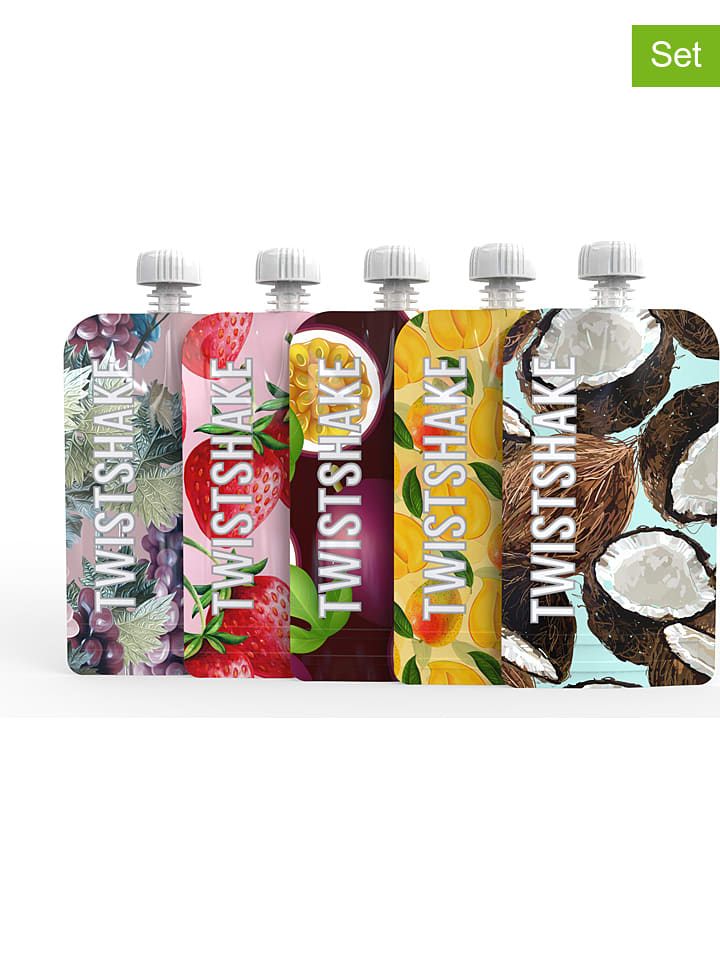 Twistshake Saszetki wielorazowe (5 szt.) ze wzorem