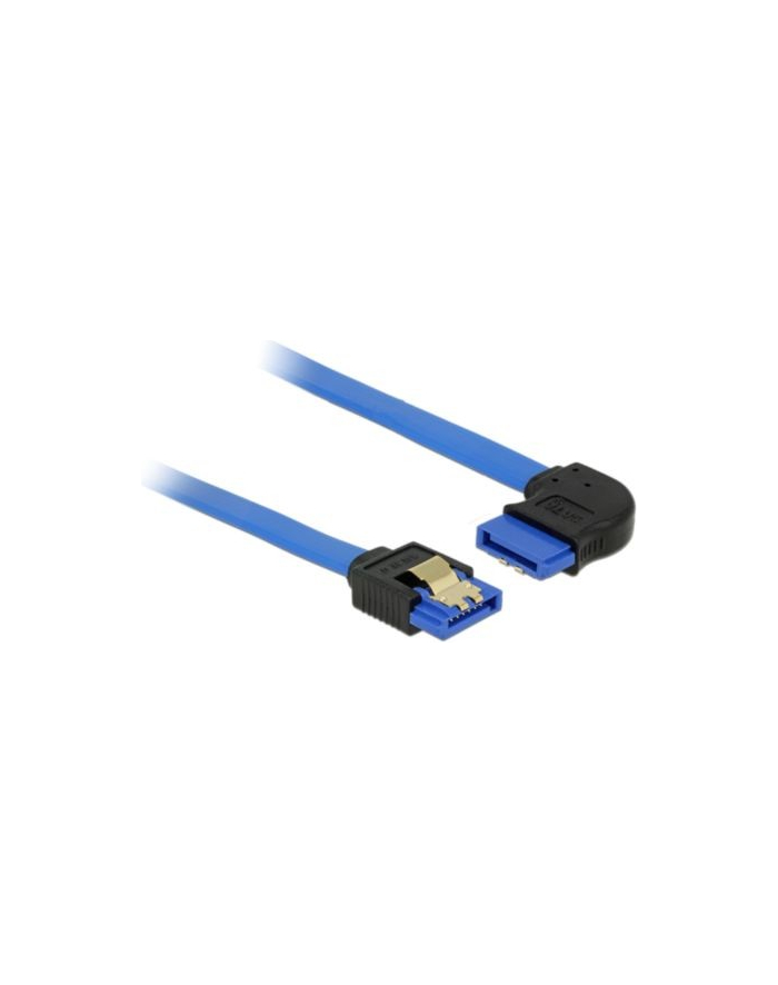 Delock kabel SATA 6 Gb/s prosto/kątowy prawo metal.zatrzaski 30cm niebieski