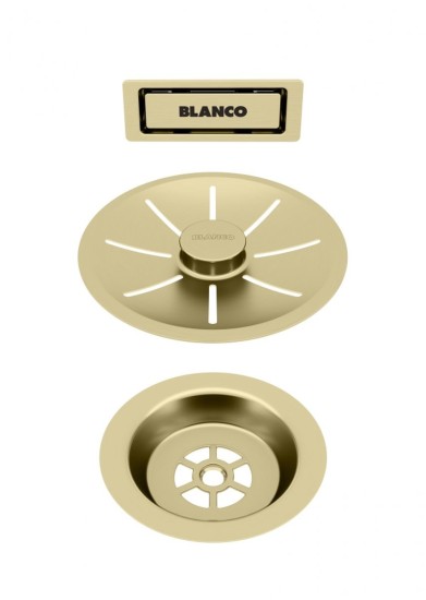 Zestaw BLANCO Zestaw elementów stalowych w kolorze satin gold, do armatury przelewowo-odpływowej InFino, do jednej komory 203476