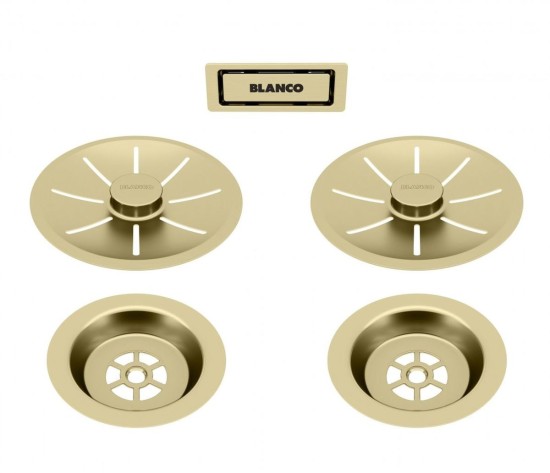 Zestaw BLANCO Zestaw elementów stalowych w kolorze satin gold, do armatury przelewowo-odpływowej InFino, do dwóch komór 203477
