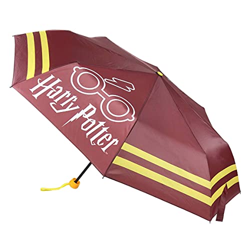 HARRY POTTER S0725617 Bordowy Składany Parasol przeciwdeszczowy, Wielobarwny, único, klasyczny