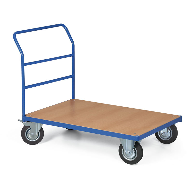 Wózek platformowy, platforma 1000 x 700 mm, nośność 400 kg, koła 200 mm z czarną gumą