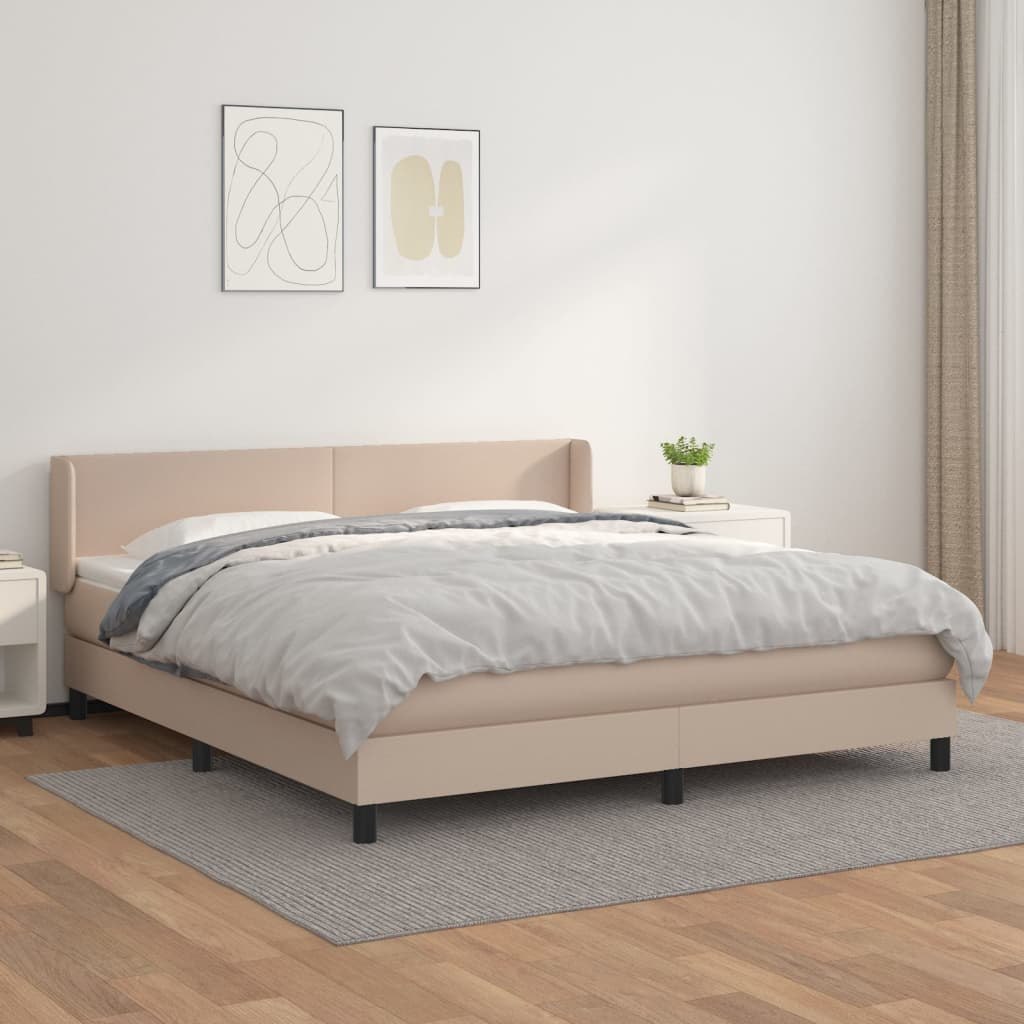 Lumarko Łóżko kontynentalne z materacem, cappuccino ekoskóra 180x200 cm