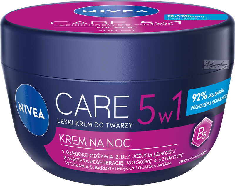 Nivea - CARE - Cream - Lekki krem do twarzy na noc 5w1 - 100 ml