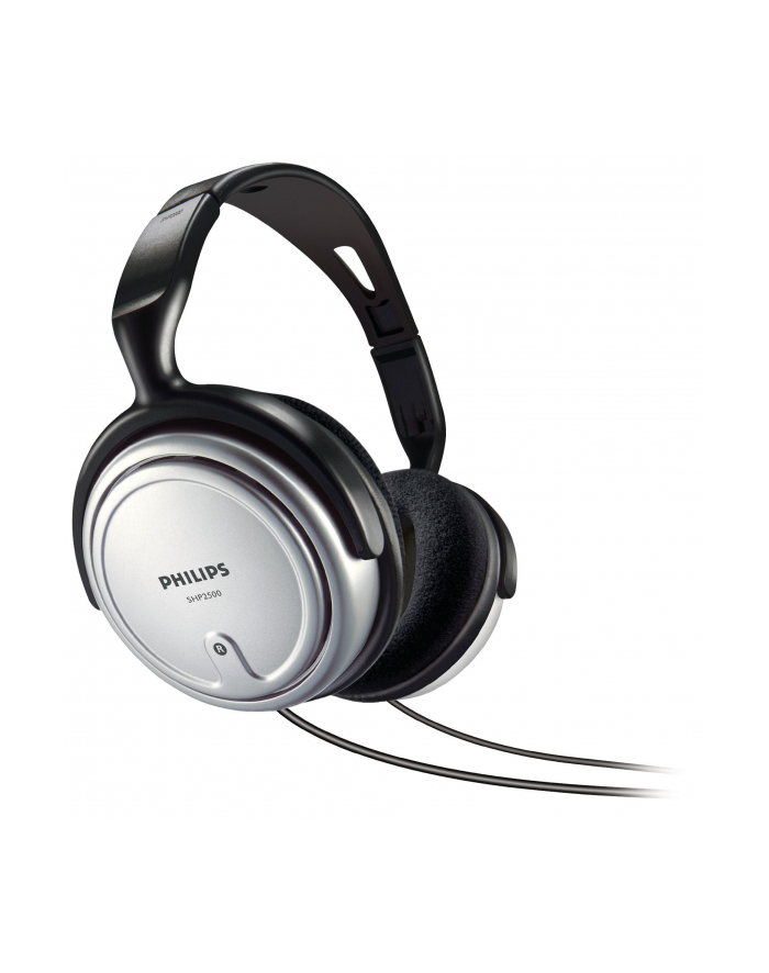SALE OUT. Philips SHP2500 SILVER, TV and HiFi, speakers size - 40 mm, frequency 15-22000 Hz, impediance - 32 Ohm, Sencivity - 100 dB, cord lenght - 6m. - DAMAGED PACKAGING.