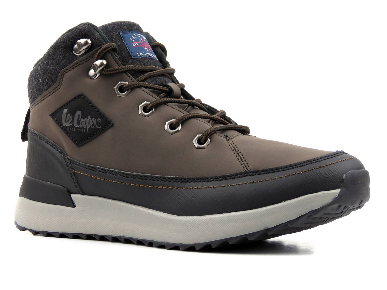 Ciepłe trzewiki męskie na grubej podeszwie - LEE COOPER LCJ-21-01-0532M, brązowe - Lee Cooper