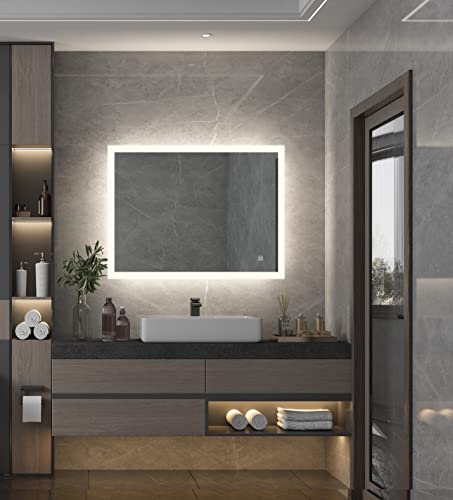 axentia Lustro z oświetleniem LED, lustro łazienkowe z dotykiem, ok. 70 x 60 x 3,5 cm
