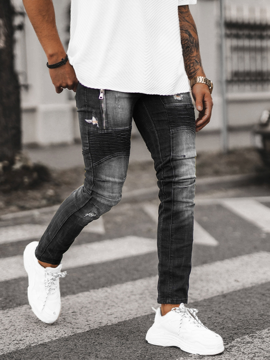 Spodnie jeansowe męskie czarne OZONEE NB/MP0046NZ - Ozonee