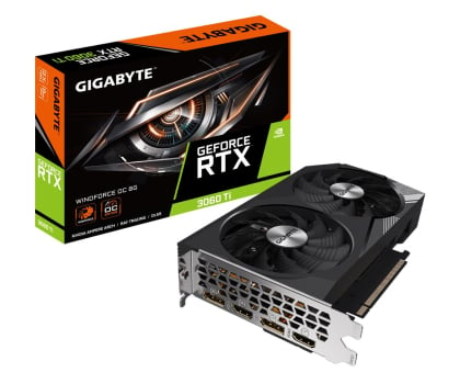GIGABYTE NVIDIA GeForce RTX 3060 Ti 8 GB GDDR6 256 bit PCIE 4.0 16x Memory 14000 MHz GPU 1680 MHz Dual Slot Fansink 2xHDMI 2xDisplayPort GV-N306TWF2OC-8GD1.0