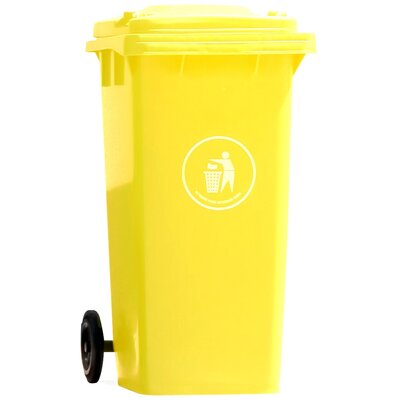 Pojemnik Kosz Na Odpady W Żółtym Kolorze Kółka Fv