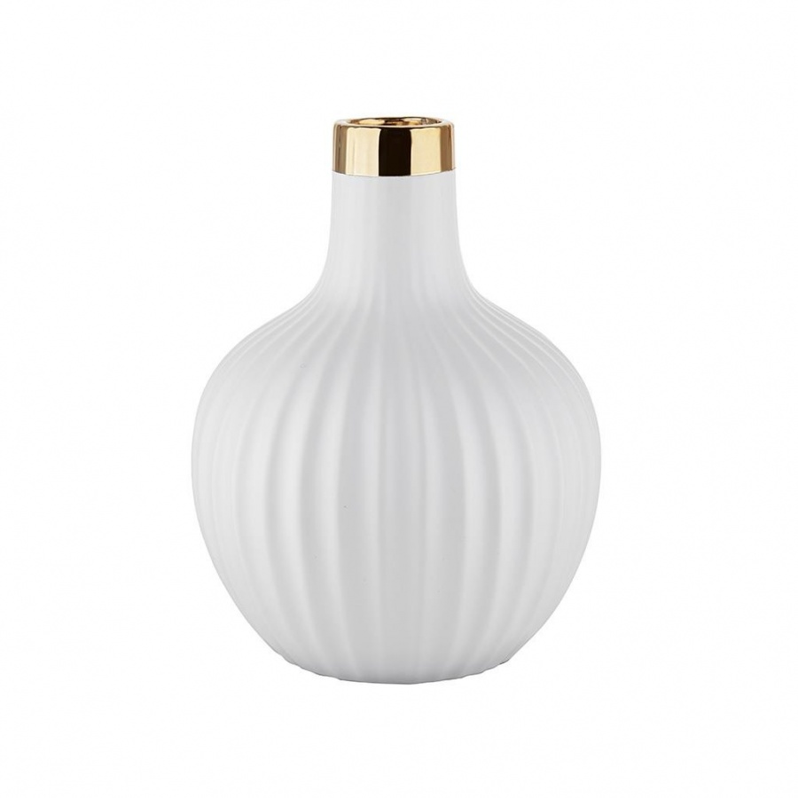 Wazon biały ze złotym brzegiem 21cm kod: 3ZT-WAZ-204/172