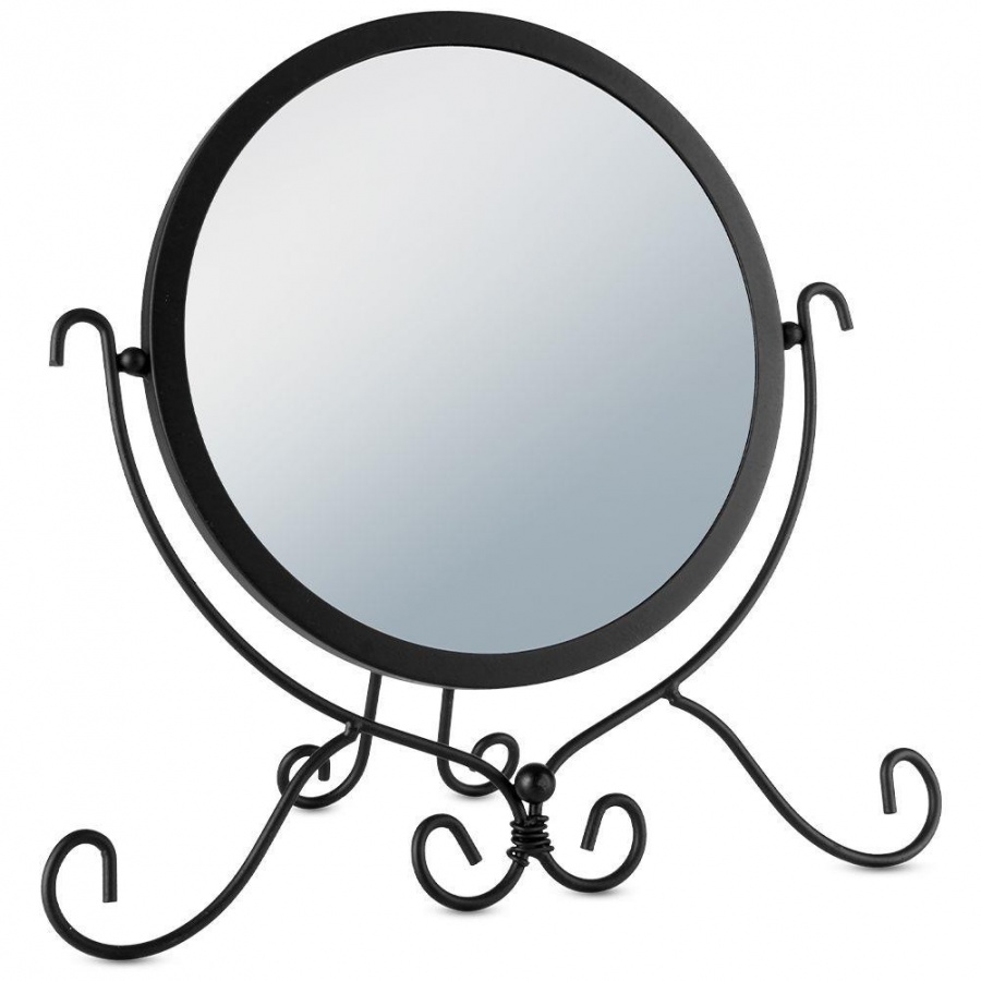 Lusterko lustro kosmetyczne do makijażu stojące metalowe czarne 28x26 cm kod: O-569562