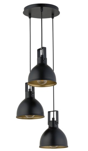 Sigma Stylowa lampa wisząca biura i domu MARS zwis koło 3 Czarny złoty 32260