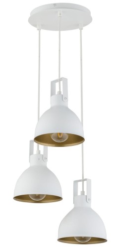Sigma biało-złota lampa wisząca potrójna w stylu loft MARS 3 KOŁO 32261 lampa sufitowa metalowe klosze do sypialni 32261