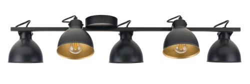 Sigma czarno-złote reflektorki w stylu loft MARS 5 32274 lampa sufitowa metalowe klosze na długiej listwie 32274