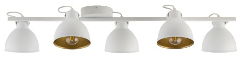 Sigma biało-złote reflektorki w stylu loft MARS 5 32275 lampa sufitowa metalowe klosze na długiej listwie 32275