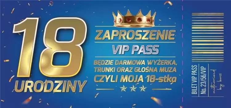 Zaproszenie Urodziny 18 (10szt) - YEKU