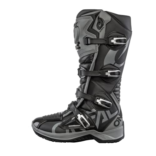 O'NEAL | Buty Motocross | Motocykl Enduro | Antypoślizgowa podeszwa dla maksymalnej przyczepności, ergonomiczna strefa pięty, perforowana podszewka | RMX EU Boot | Dorosły | Czarno-szary | Rozmiar 49