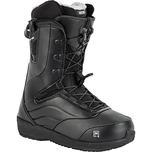 Nitro Damskie buty snowboardowe Crown TLS '23 lekkie buty snowboardowe z systemem szybkiego sznurowania Allround Freestyle Freeride Softboot Warm Boots, czarne, MP 25,0 // EU 38 2/3 // US 7,5