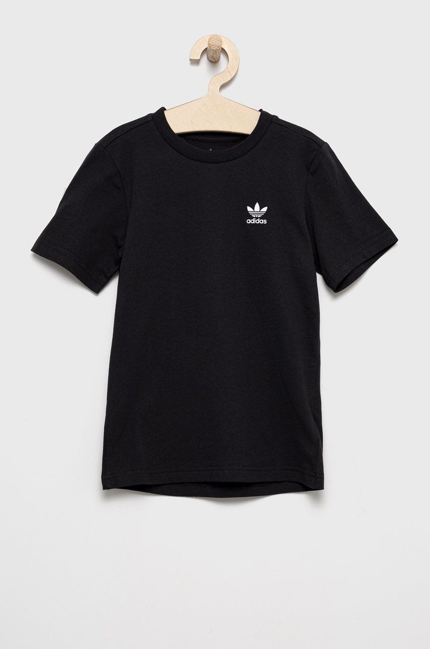 adidas Originals t-shirt bawełniany dziecięcy kolor czarny gładki