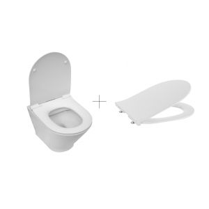 ROCA A3460NB000 + A801D22003 GAP Miska WC podwieszana Rimless Round Compacto 48cm + Deska WC SLIM Compacto wolnoopadająca Round