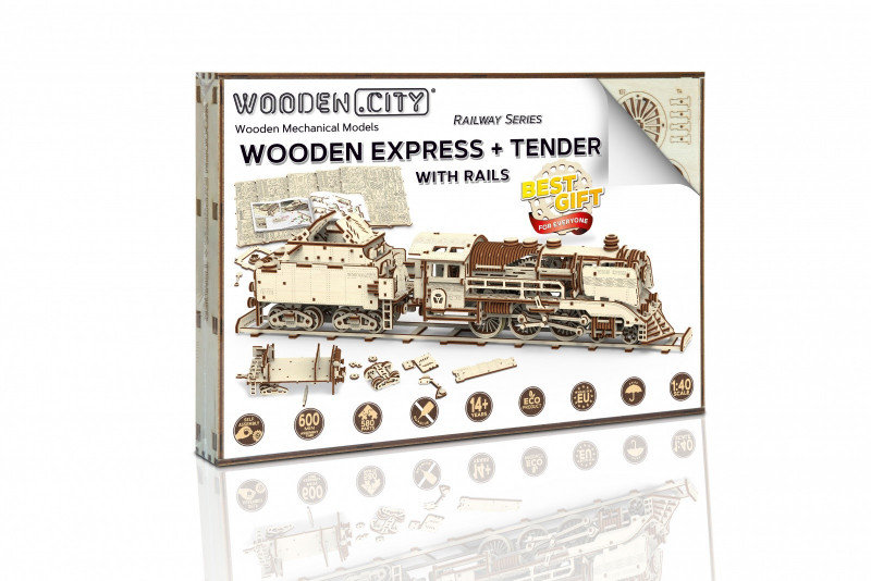 Wooden.City Drewniane puzzle 3D Wooden Express + Tender + tory