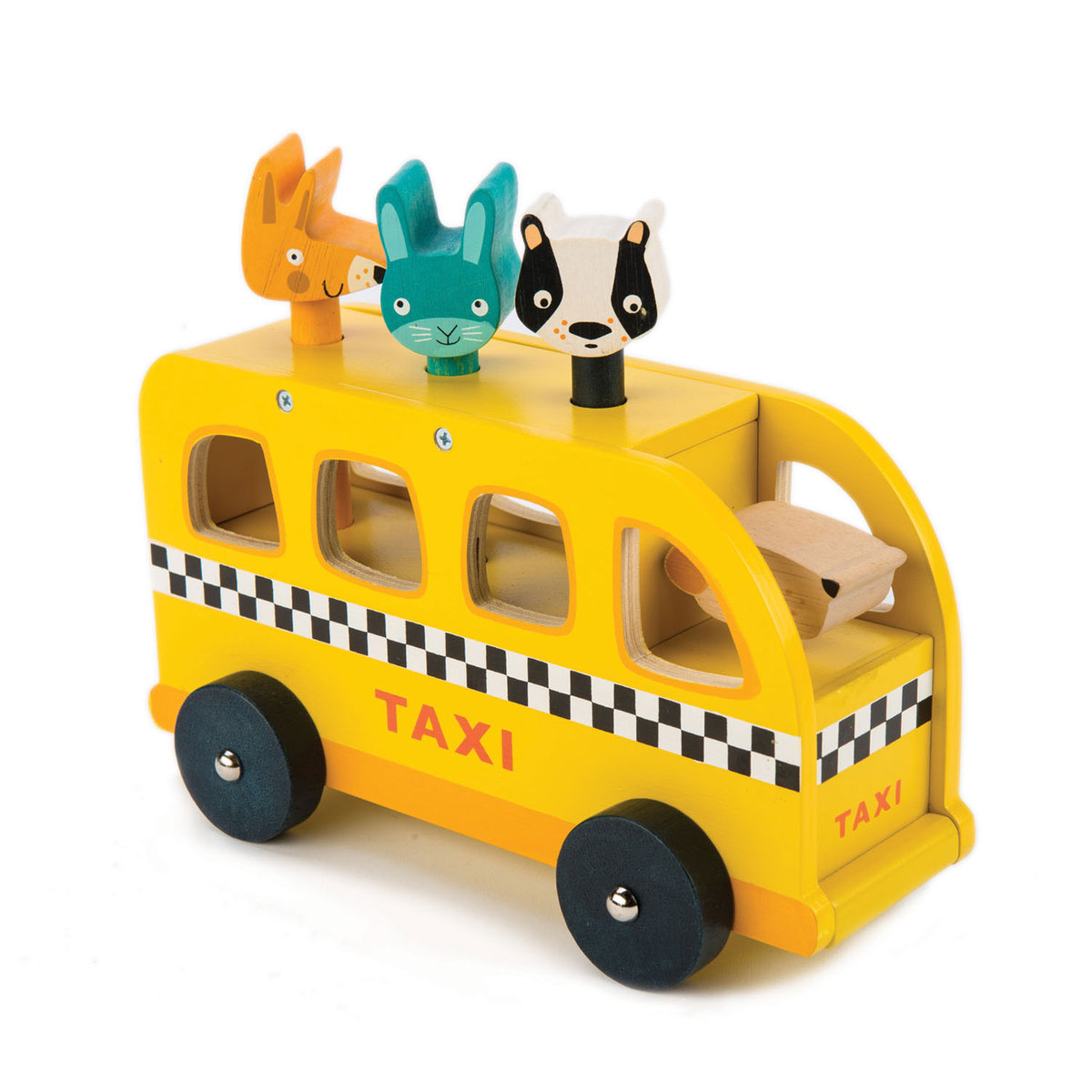 Samochód zabawka drewniana taksówka ze zwierzątkami Tender Leaf Toys TL8340