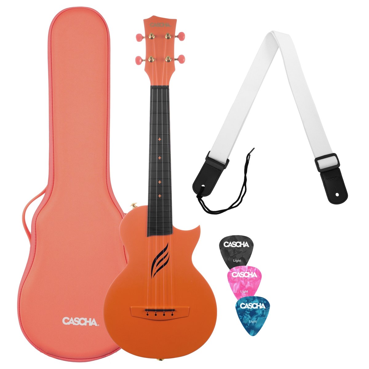 Cascha 2289 Carbon Fibre Orange ukulele koncertowe