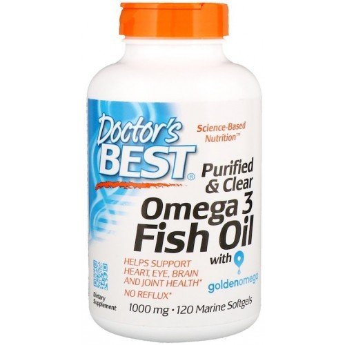 Opinie o Purified & Clear Omega 3 Fish Oil 1000mg (Omega-3, EPA, DHA) 120 Kapsułek żelowych rybich