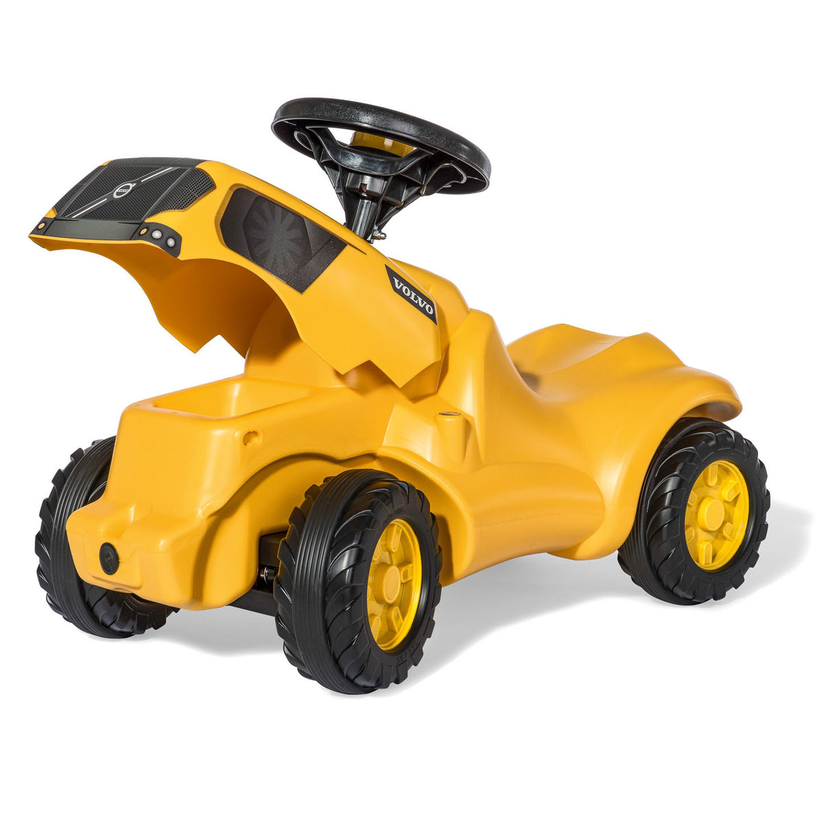 Rolly Toys RollyMinitrac Volvo z zawieszką (dla dzieci w wieku od 1,5 do 4 lat, cicha opona, pomoc w nauce chodzenia, kolor żółty) 132560