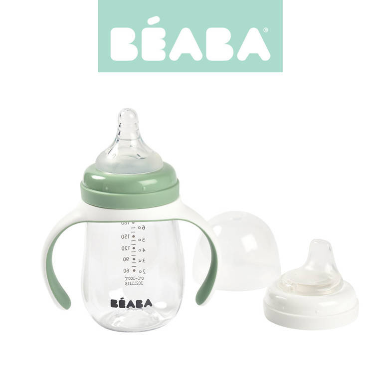 Beaba, Butelka treningowa, 2w1, tritanowa 210 ml, Sage green