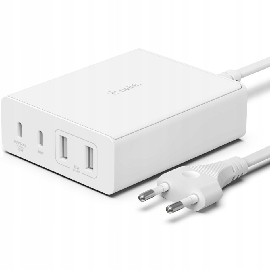 Belkin Ładowarka Charger 108W 4-Port GaN 2xUSB-C 2xUSB-A WCH010vfWH WCH010VFWH