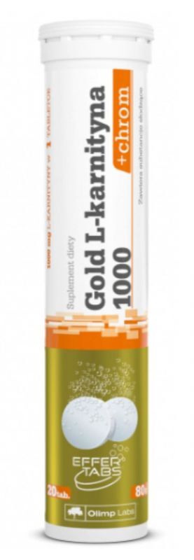 Olimp Gold L-karnityna 1000 + chrom 20 tabletek musujących o smaku pomarańczowym 3103161