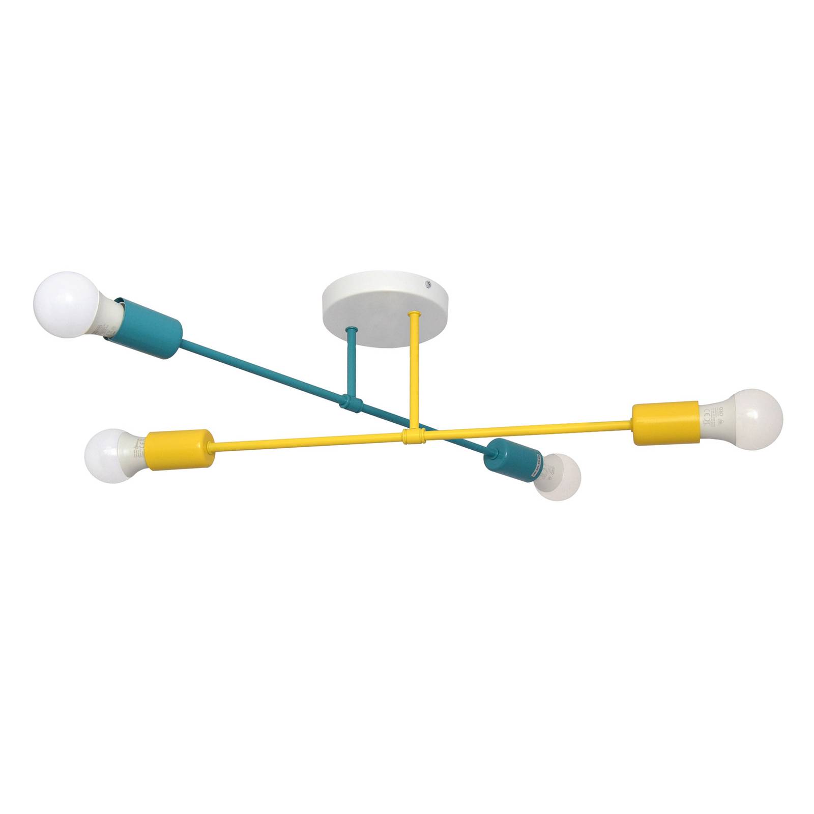 Lampa sufitowa Cambridge, 4-pkt., żółto-turkusowa