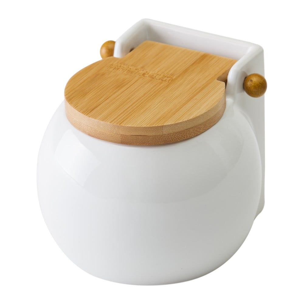 Biały pojemnik na sól z wieczkiem Unimasa Ceramic, 700 ml