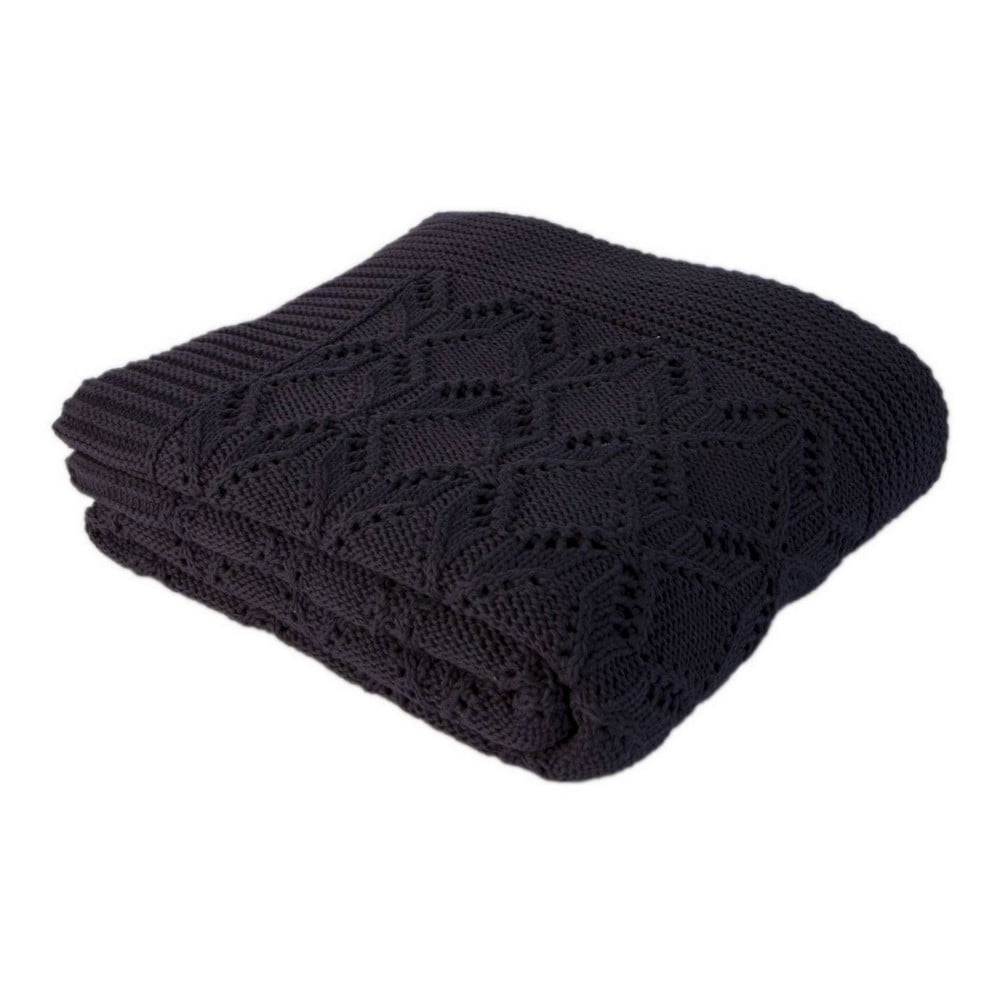 Ciemnoniebieski bawełniany koc Homemania Decor Cotton Navy, 130x170 cm
