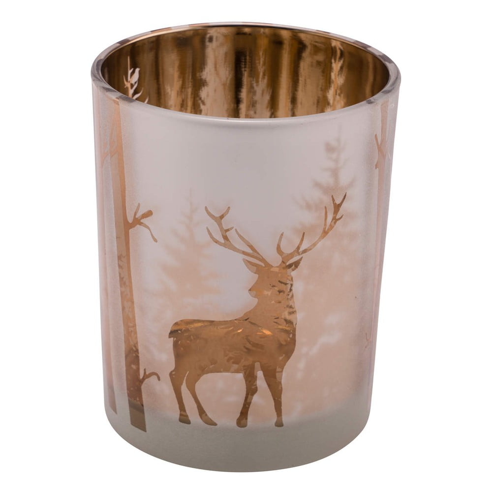 Szklany świecznik z motywem świątecznym w kolorze złota Ego Dekor