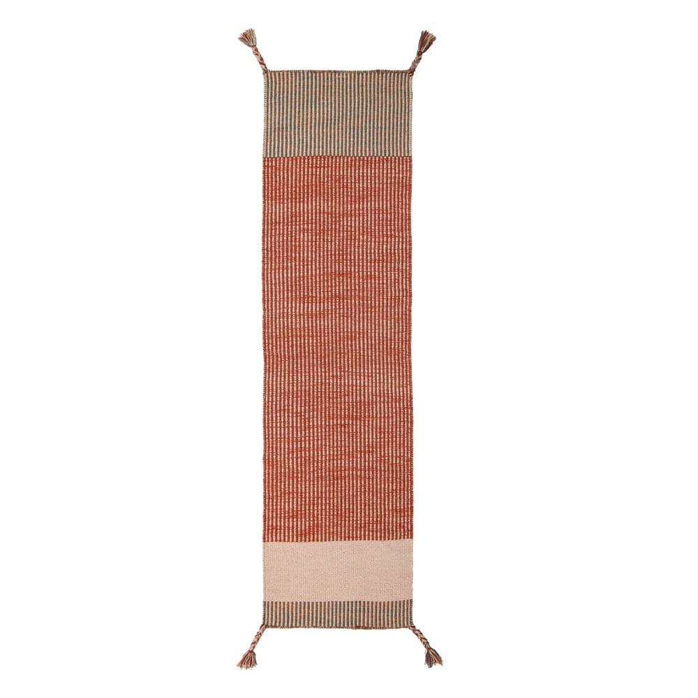 Pomarańczowy wełniany chodnik Flair Rugs Anu, 60x200 cm